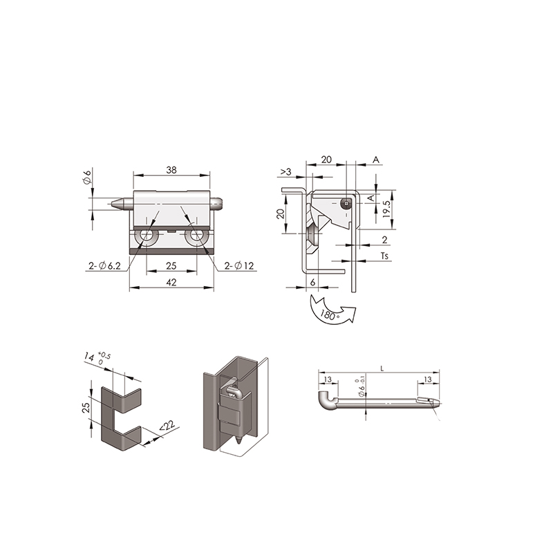 CL212-1S Stainless Steel Hinges Suitable For 2MM Door Panel