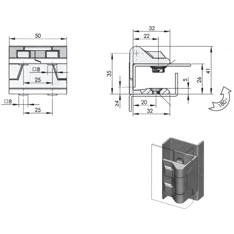 CL213-2 Spray Black Hinge, Black Pins  Zinc Alloy Cassette Hinges