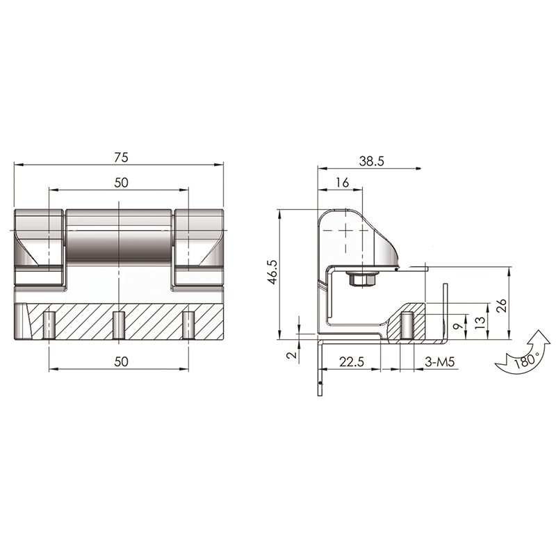 CL213-7 180°Open Spray Molding Zinc Alloy Cassette Hinges