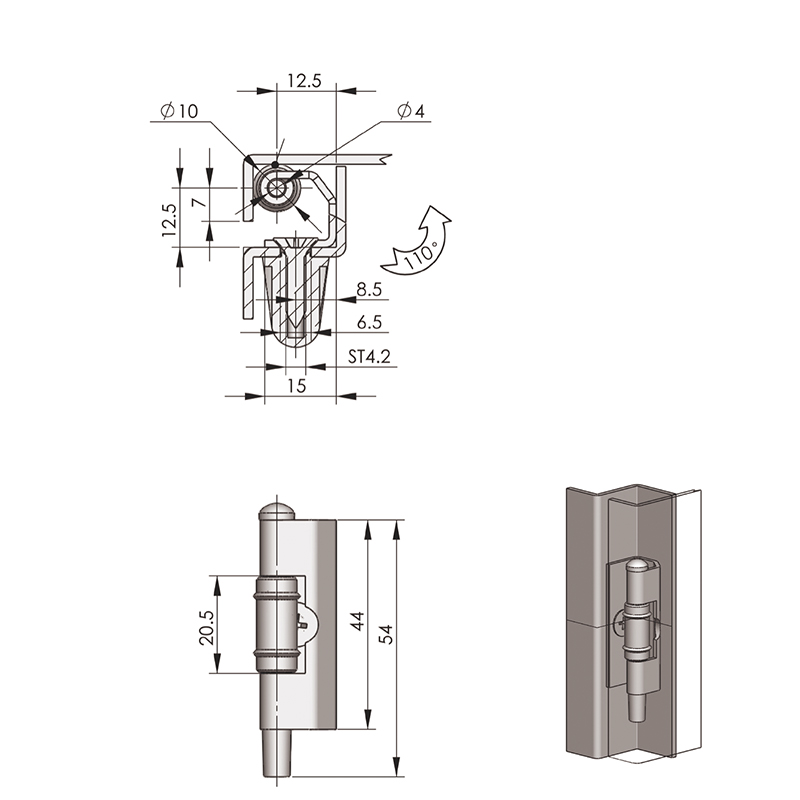 CL139 50g 200lot Iron (White Zinc Plating) Carbon Steel Built-in Hinges