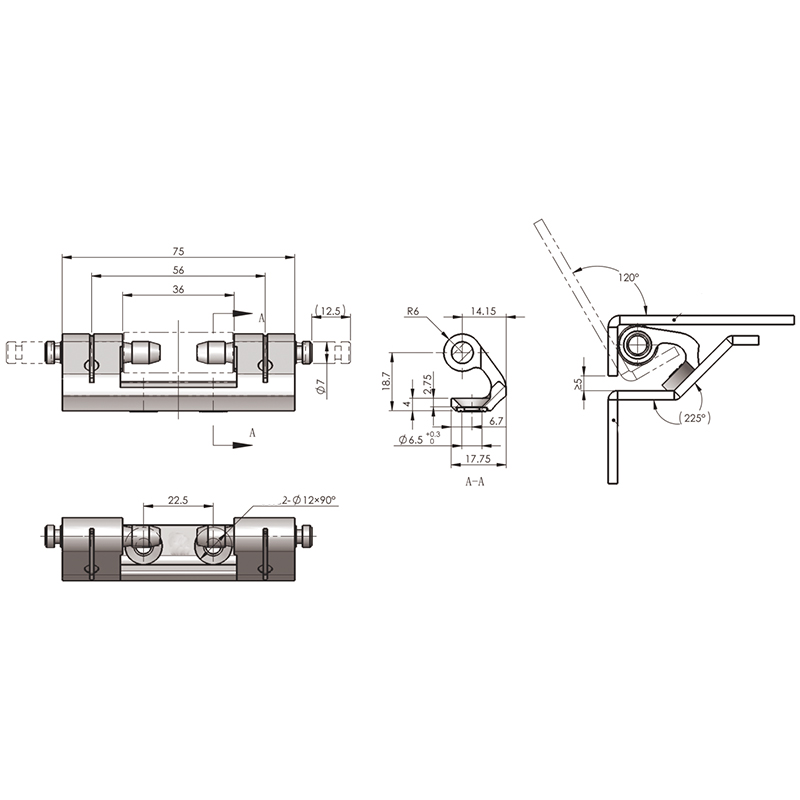 CL201-10 Sandblasting Zinc Alloy Built-in Hinge Page, Carbon Steel Hinge