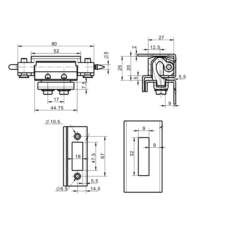 CL201-8 227g 100lot Zinc Alloy Built-in Hinge, Galvanized Steel Pin