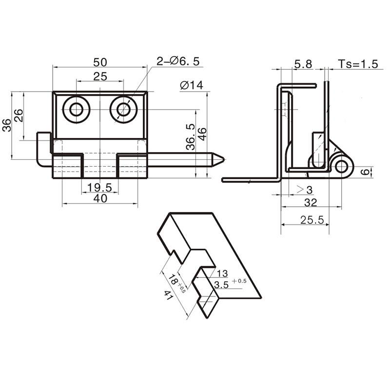 CL264-A Spray Black Zinc Alloy Cassette Hinge, Galvanized Steel Pin