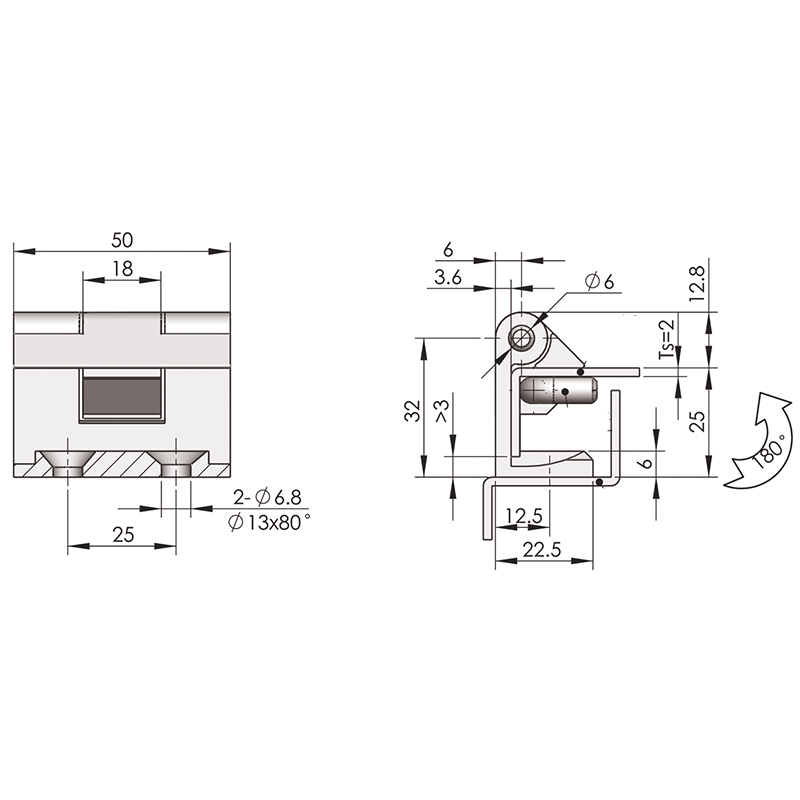 CL264 Zinc Alloy Cassette Hinge, Stainless Steel Gasket, Carbon Steel Pin