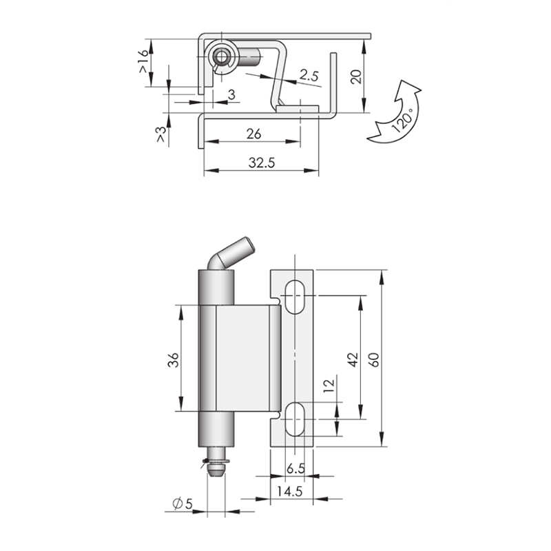 CL101-3F 80g 100lot Iron (White Zinc Plating) Hinges