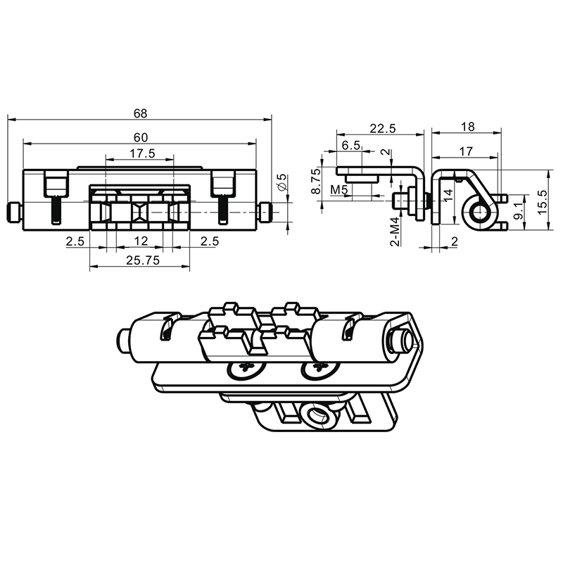 AE-2F New AE Box White Zinc Plating Carbon Steel Built-in Hinges, Pin