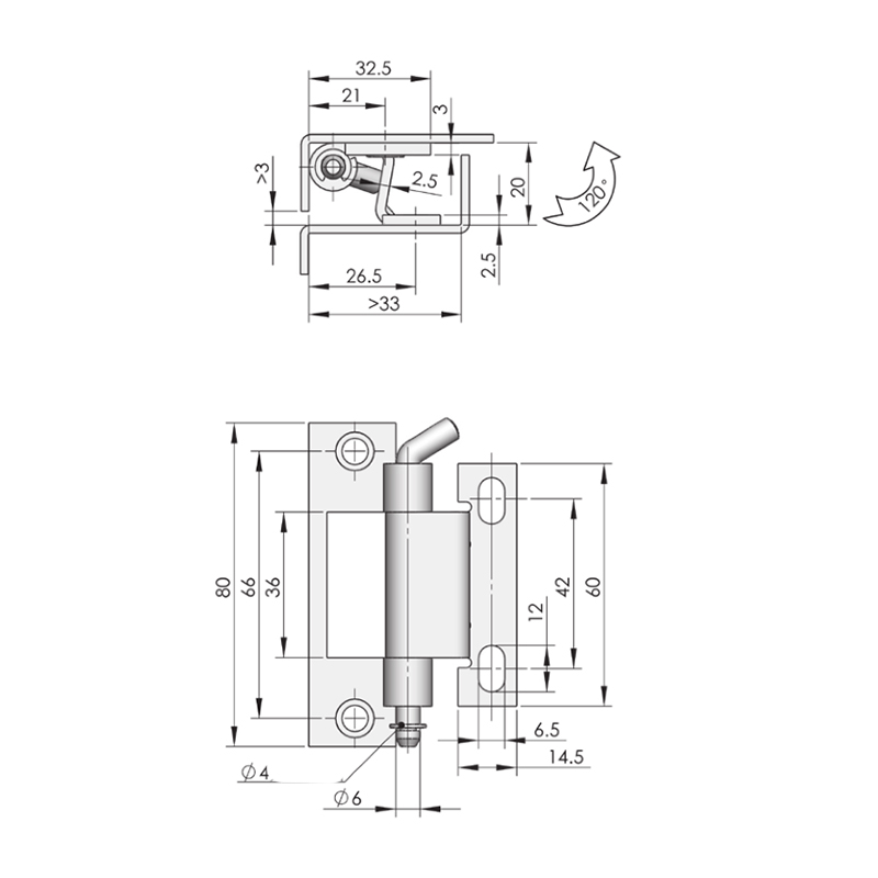 CL101-1F 106g 100lot Iron (White Zinc Plating) Hinges