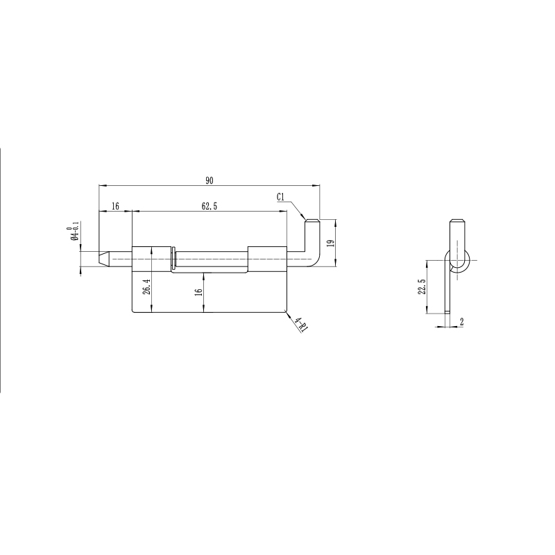 CL225-1C 43g White Galvanized Carbon Steel Built-in Hinge Page