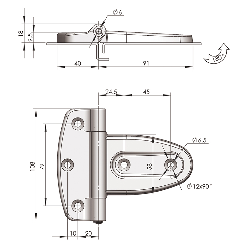 CL108 Black PA Hinge Stainless Steel Pin Plastic Hinges