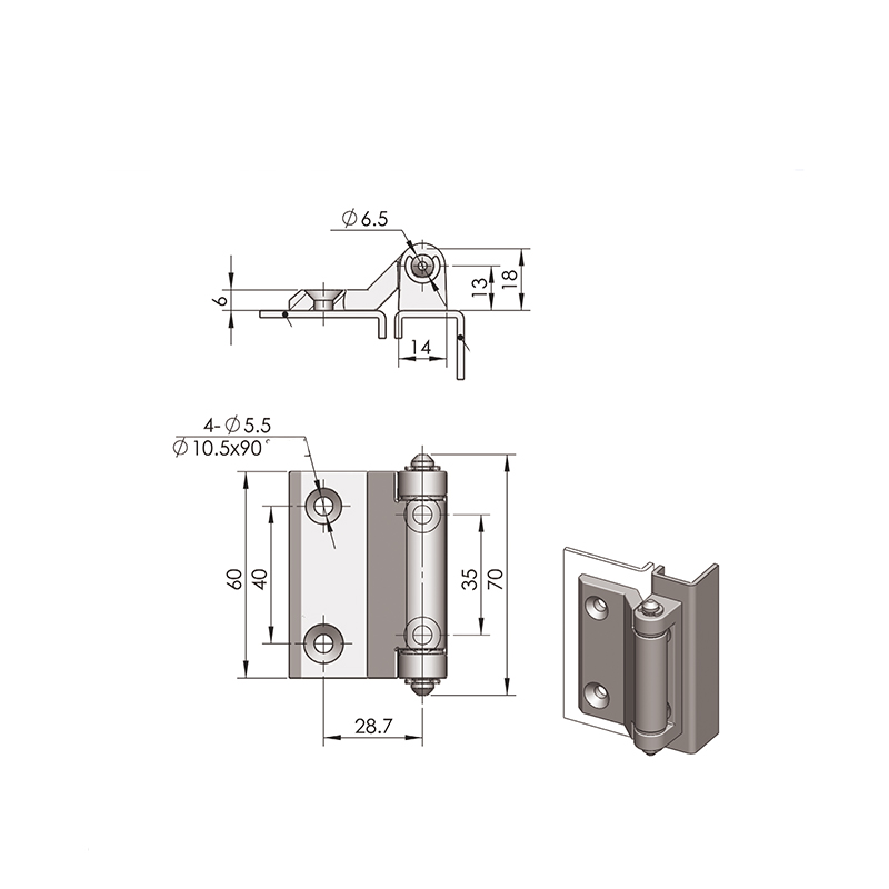 CL121-S Surface Drawing All Stainless Steel Industrial Hinges