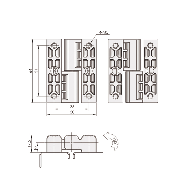 CL203-3 180°Opening Angle Industrial External Hinges