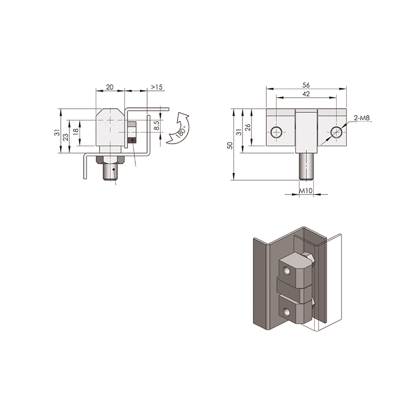 CL206-1 Iron (Bright Chrome Plating) Industrial Hinges