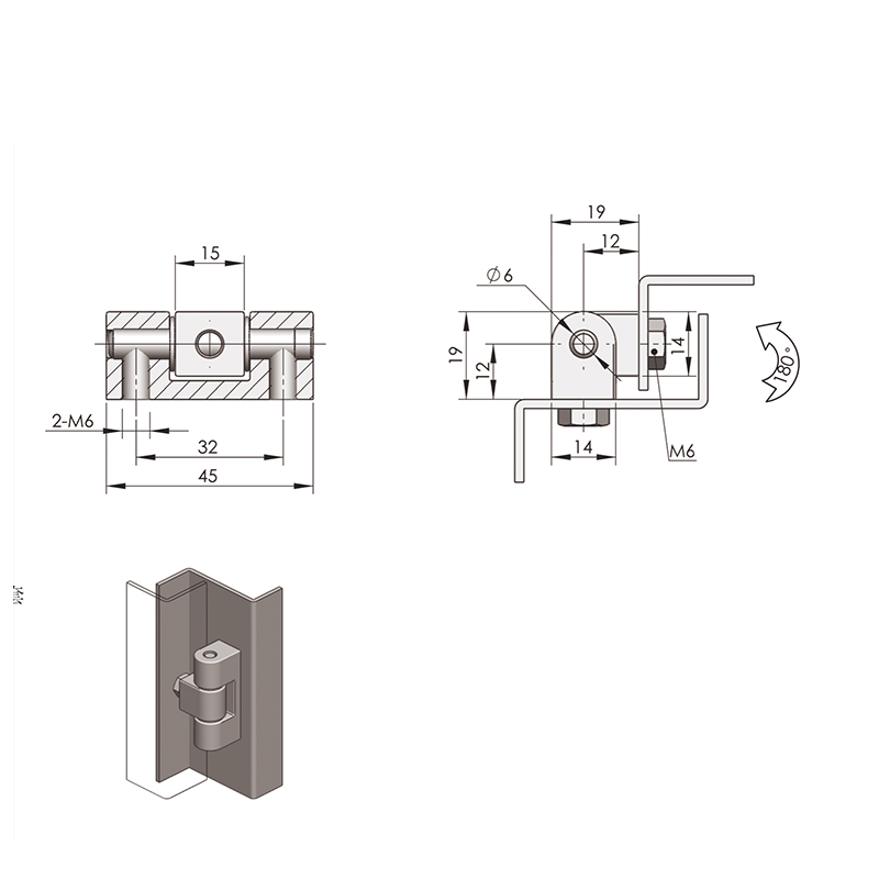 CL222 Carbon Steel Pin, PA Cushion External Hinges