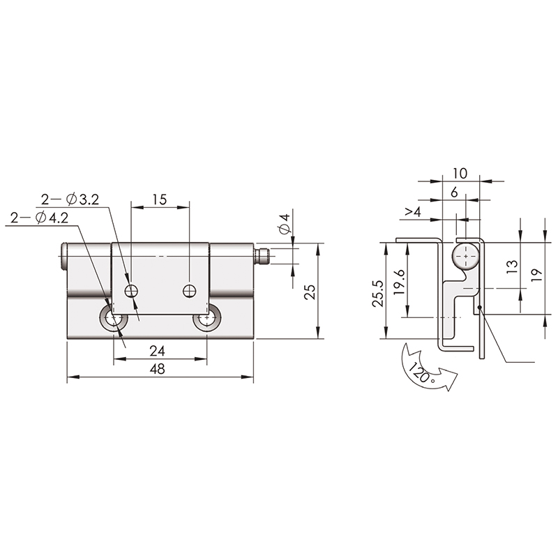 CL232 Sandblasted Chrome Plated Hinge, White Zinc Plated Movable Hinge