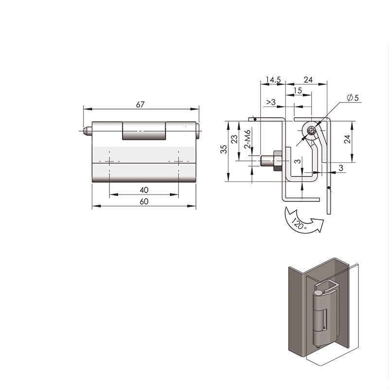 CL262 White Zinc Plating Carbon Steel Industrial Built-in Hinges