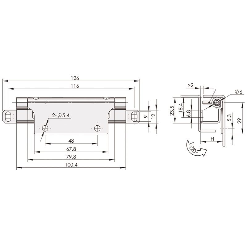 CL268-F 1295N Radial Load White Zinc Plating Carbon Steel Iron Built-in Hinges 