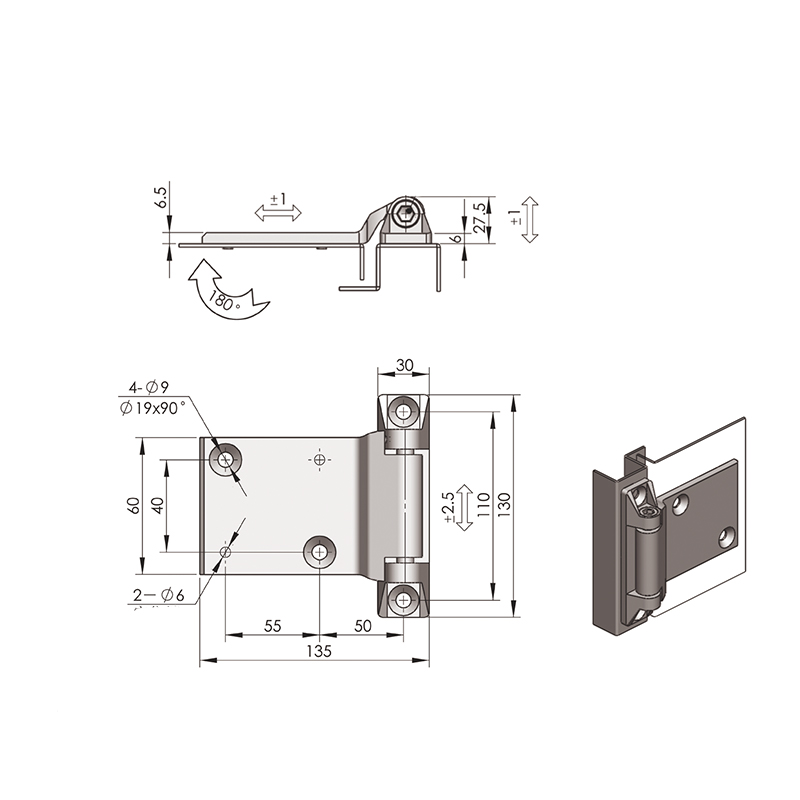 CL282-1 Spray Plastic (Black Pitted Surface) External Hinges