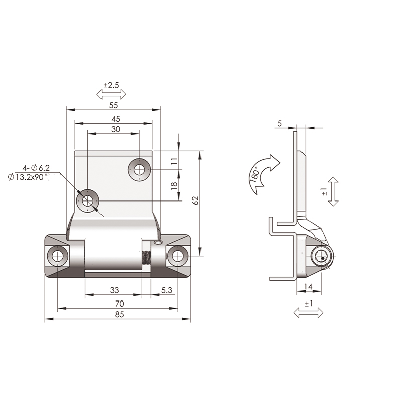 CL282-2 Stainless Steel Rotating Shaft External Hinges