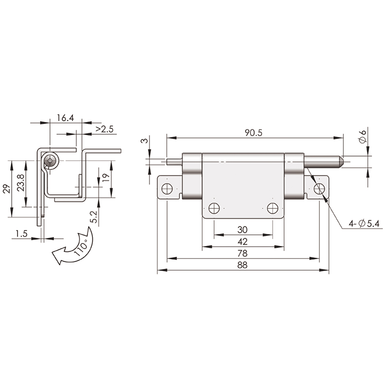 CL290-F 110°Open Mirror Polishing Industrial Iron Hinges