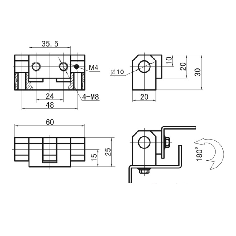 CL206-10 180°Opening Angle External Hinges