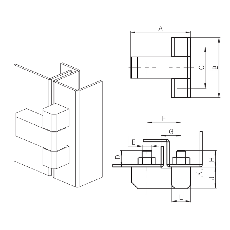 CL206-3C 1000N Axial Load Industrial External Hinges