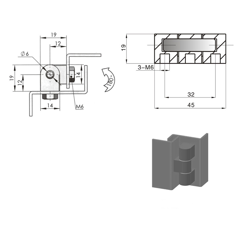 CL206-7-1 Iron (Bright Chrome Plating) Industrial Hinges