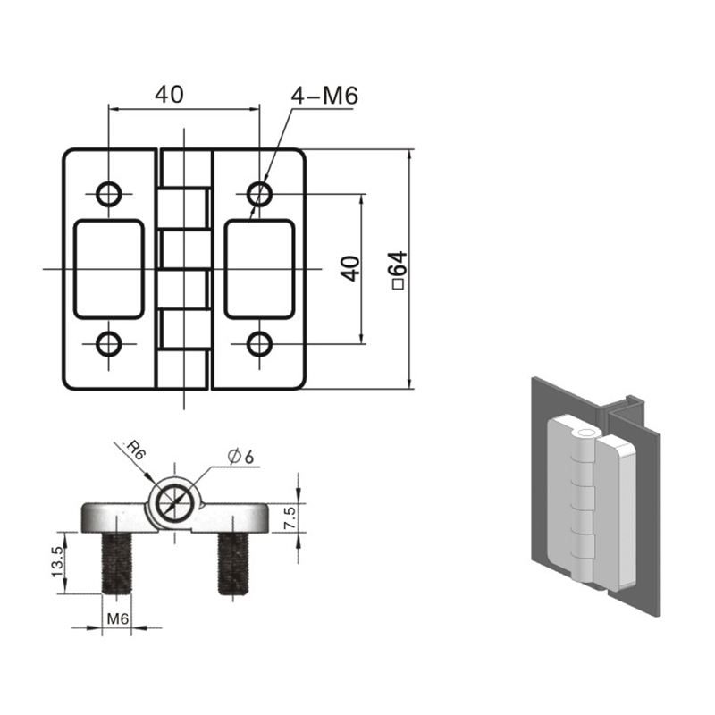 CL209-3 Zinc Alloy (Plastic Spray Black) External Hinges