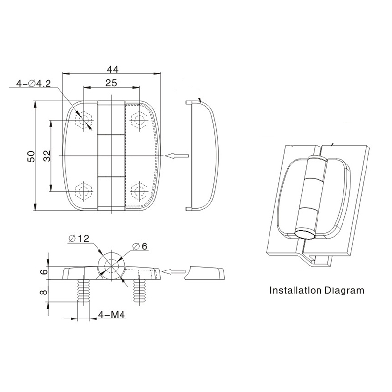 CL209-4 180°Opening Angle Black Zinc Alloy External Hinges