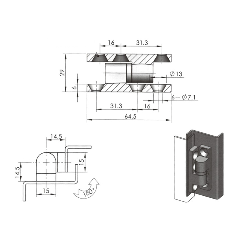 CL215 White Zinc Plating Industrial External Hinges