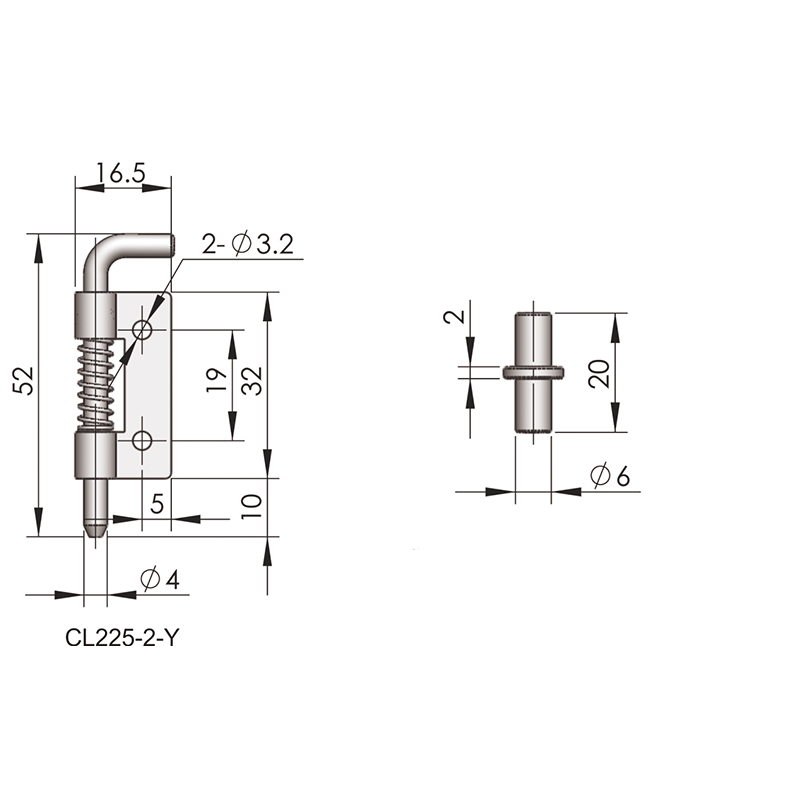 CL225-2 13g 800lot Left Right Distinguish Iron (White Galvanized) Built-in Hinges