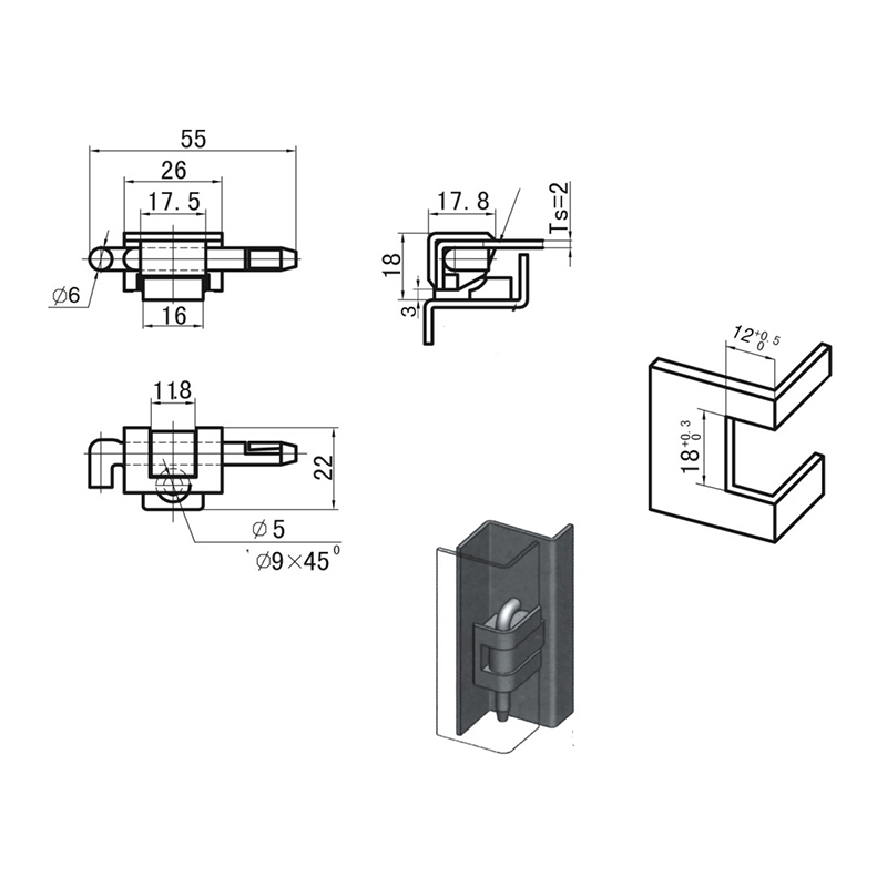 CL230-B Nylon PA Industrial Pin Industrial Plastic Hinge