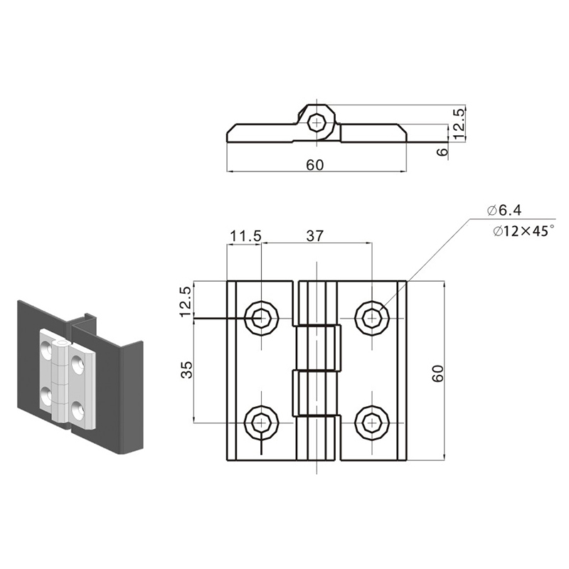 CL233-1C Bright Chrome Industrial External Hinges