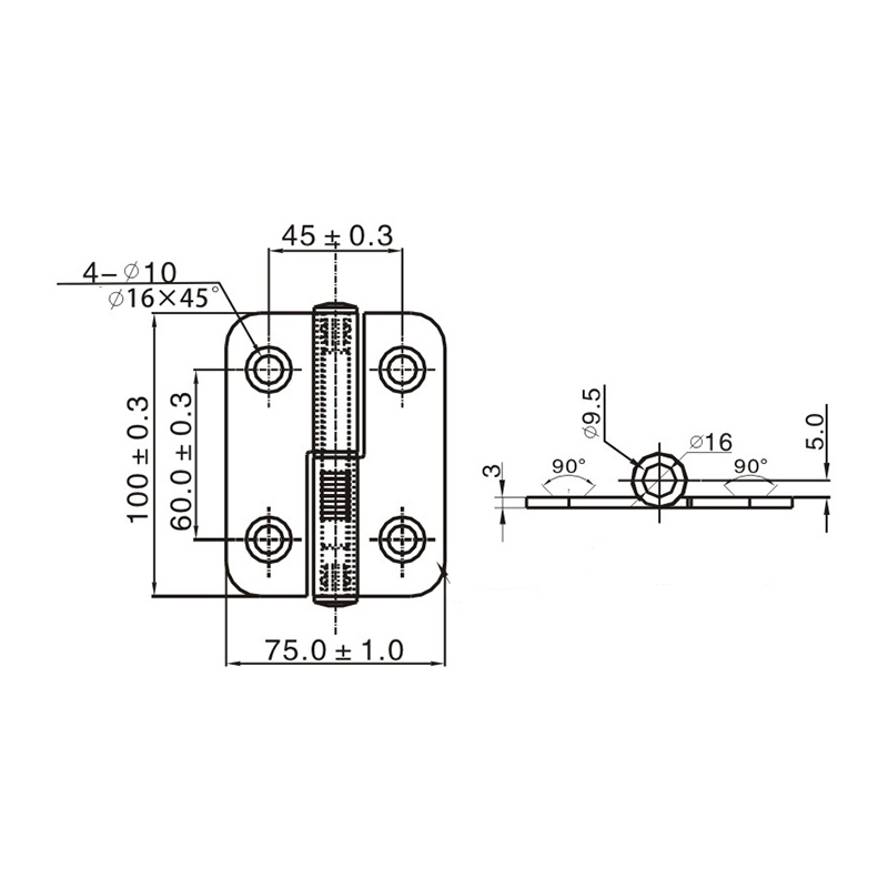 CL233-5-2 Blue-White Zinc Plating Or Blackening External Hinges