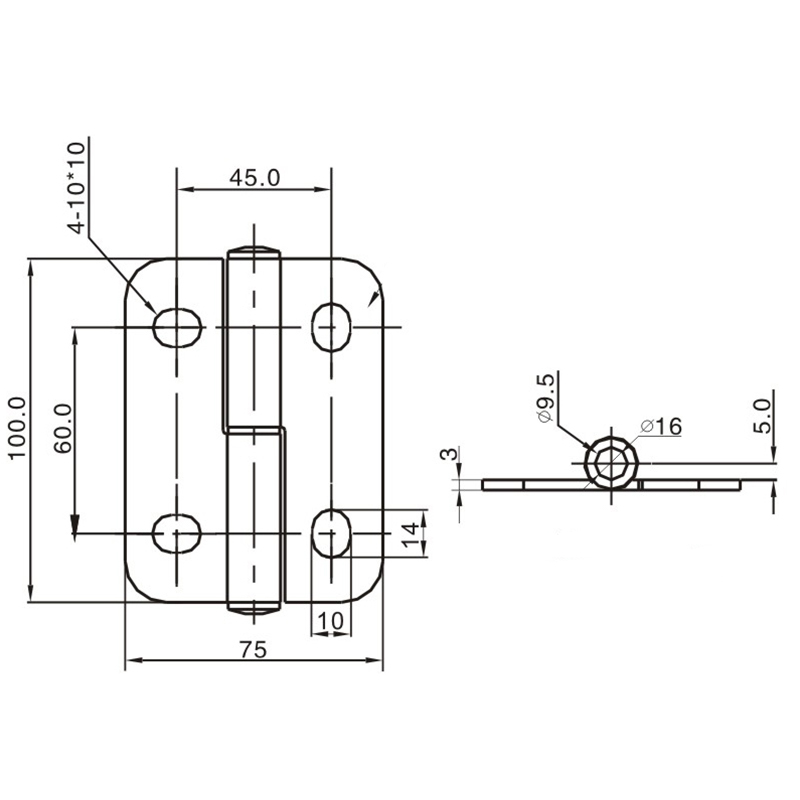 CL233-5D Spray-painted Black or Brushed Polished Stainless Steel Hinges