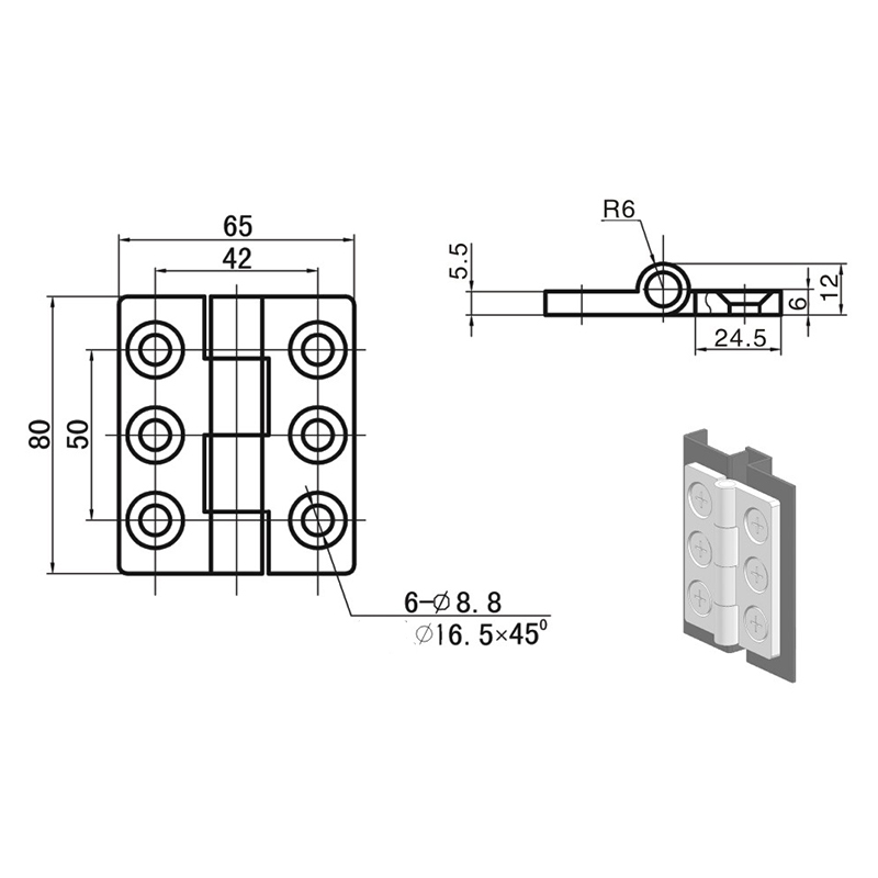 CL233-6 211g 100lot Brushed And Polished Stainless Steel Hinges