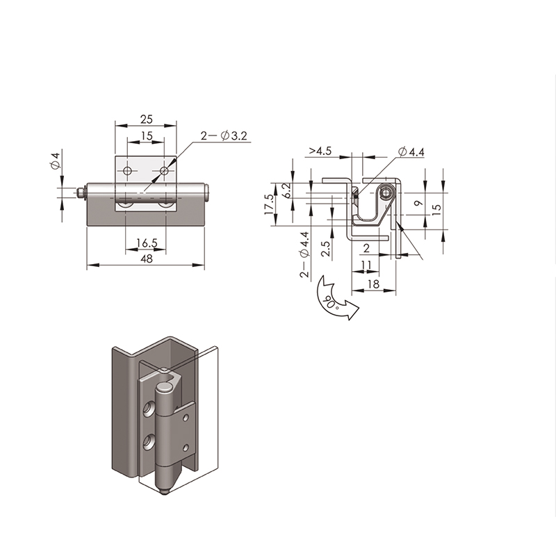 CL237 Zinc Alloy Opening Angle 100°Stainless Steel Hinges