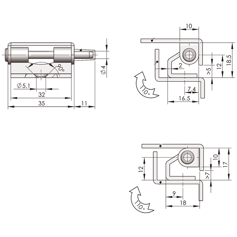 CL257 White Zinc Plating Iron Built-in Hinge, Pin, Pa Shift Sleeve