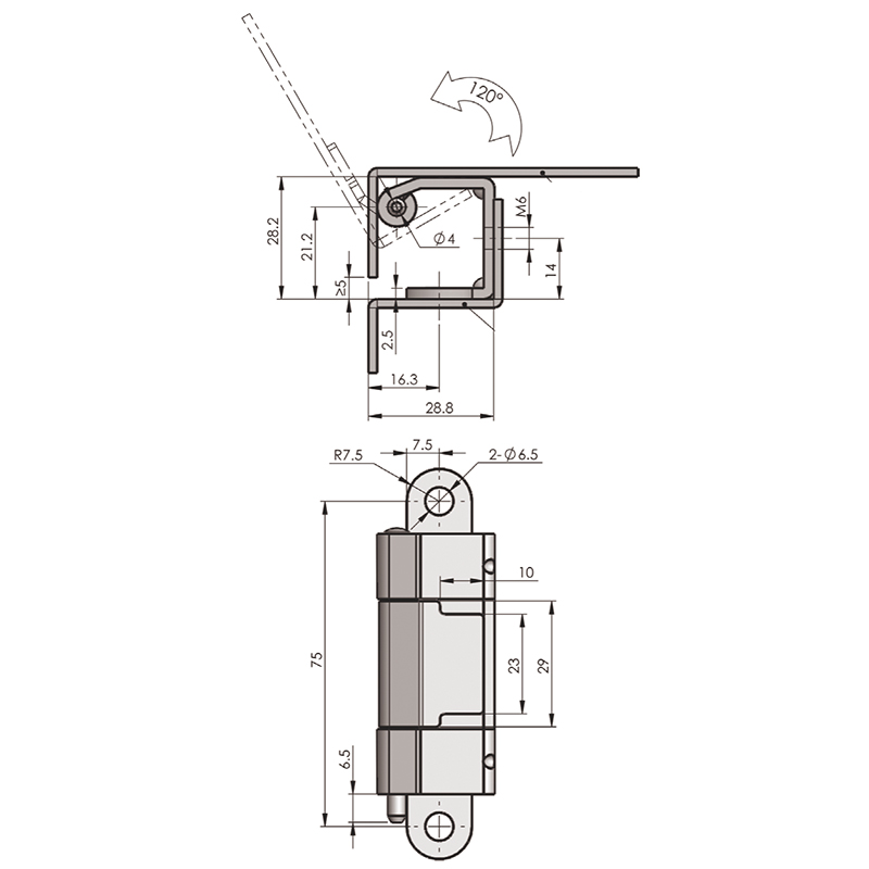 CL275-4 White Zinc Plating Carbon Steel Iron Built-in Hinges