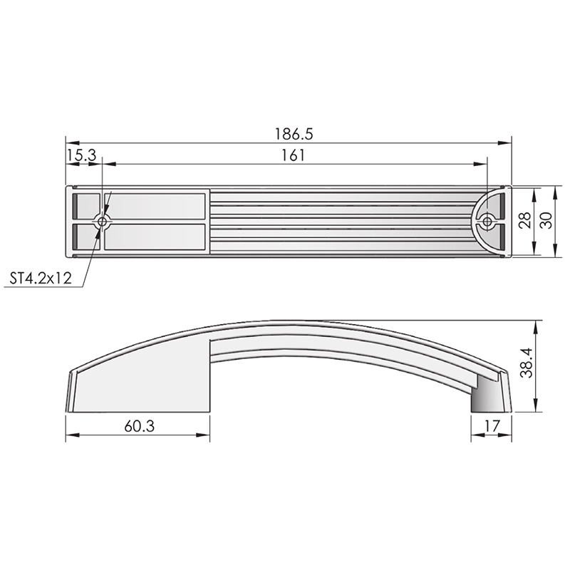 LS532 Gray PC Material Industrial Door Handle