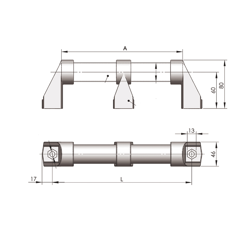 LS513 Rubber Sleeve Carbon Steel Pipe Door Handle