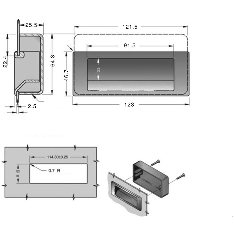 LS501-6 Door Handle with Two Tapping Screws Attached