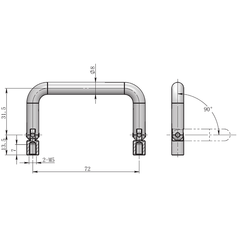 LS503 Carbon Steel (Bright Chrome Plating) Door Handle