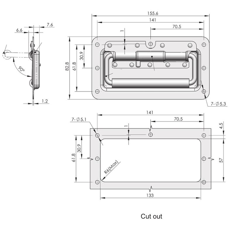 LS504-1 SUS304 Door Handle With Rubber Sleeve