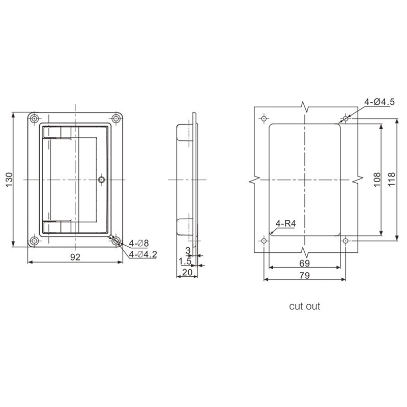 LS504-5-A Black Plastic Base Chrome Door Handle