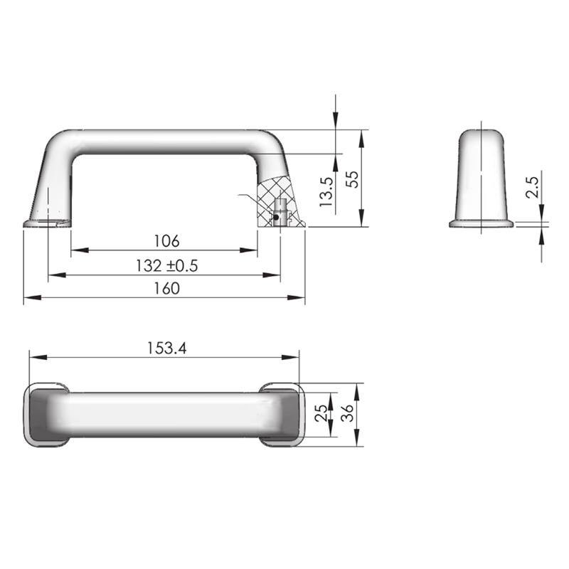 LS505 Black PP Material Industrial Door Handle