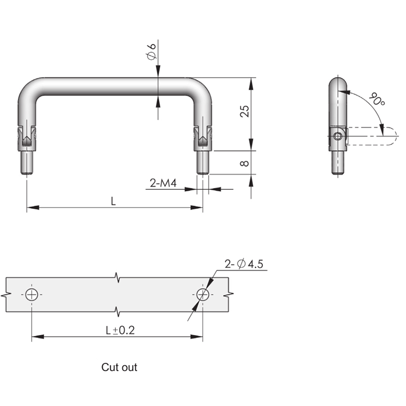 LS508 Carbon Steel or Stainless Steel Door Handle