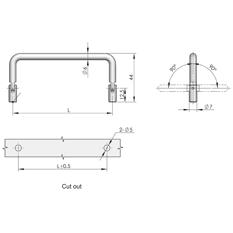 LS509 1000N 90L Static Load Door Handle