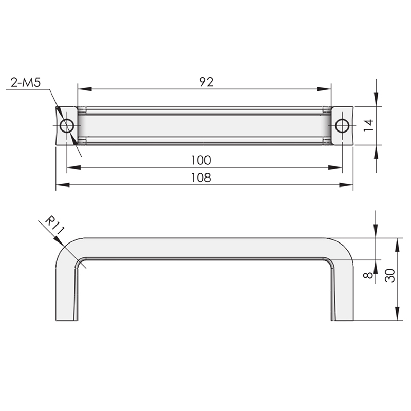 LS510 Bright Chrome Industrial Door Handle