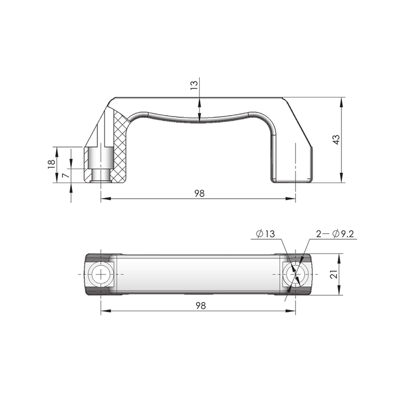 LS520 Black ABS Material Industrial Door Handle