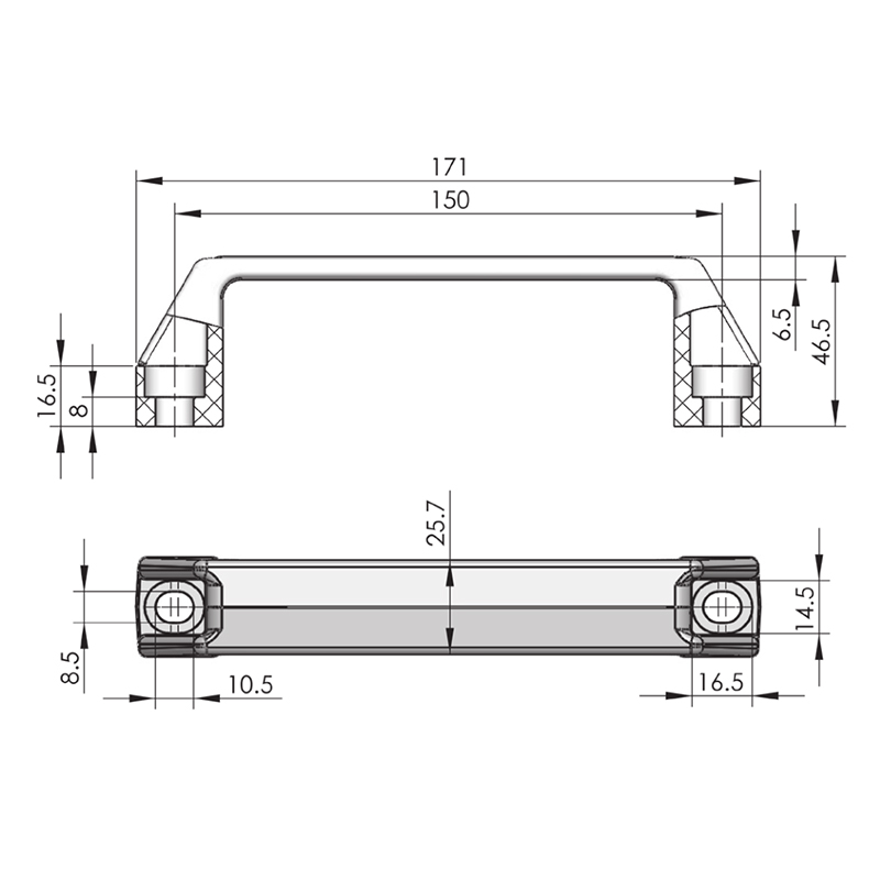 LS522 Black PA Material Industrial Door Handle